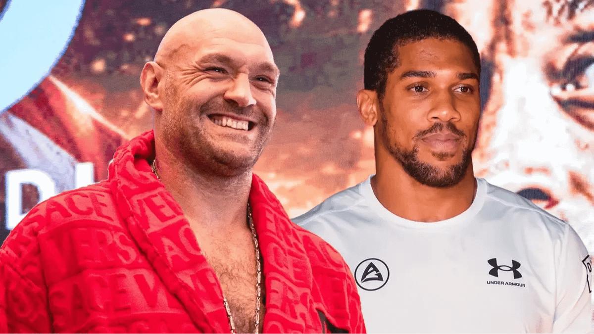 Anthony Joshua dan Tyson Fury dalam poster pertarungan tinju kelas berat