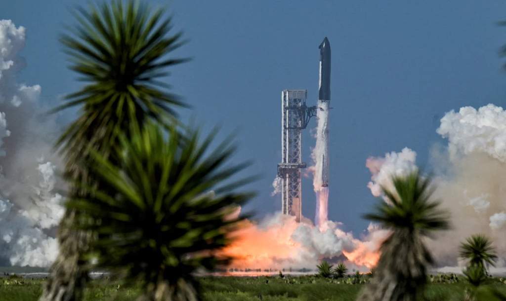 Ilustrasi roket SpaceX meluncur ke angkasa di tengah sorotan pasar keuangan global