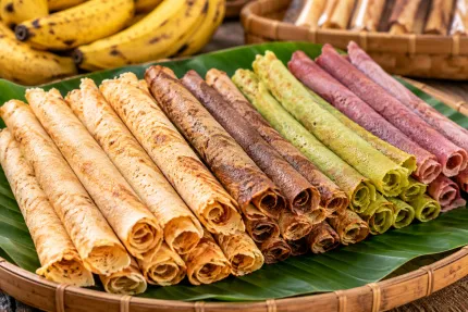 Perajin sedang membuat kuliner khas ledre dalam Festival Ledre Bojonegoro