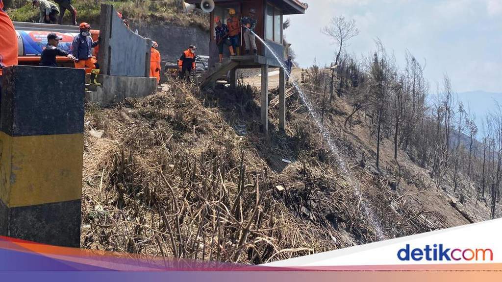 Petugas gabungan berjibaku memadamkan karhutla di kawasan Gunung Bromo