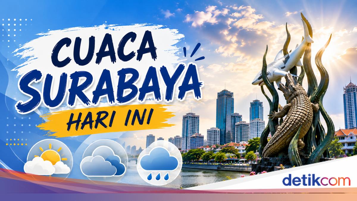 Prakiraan cuaca Surabaya hari ini berawan dengan suhu 26 hingga 33 derajat Celsius